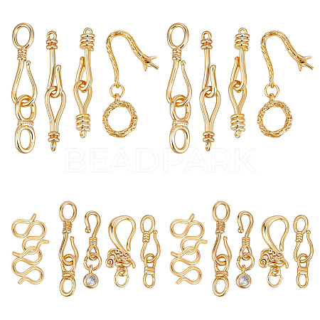 18Pcs 9 Styles Brass Hook and S-Hook Clasps KK-PH0013-63-1