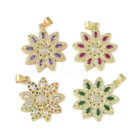 Brass Micro Pave Cubic Zirconia Pendants KK-P266-10G-1