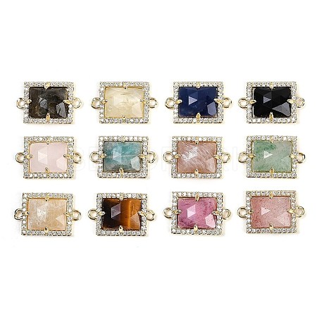 Natural Mixed Gemstone Faceted Rectangle Links G-I375-07G-1
