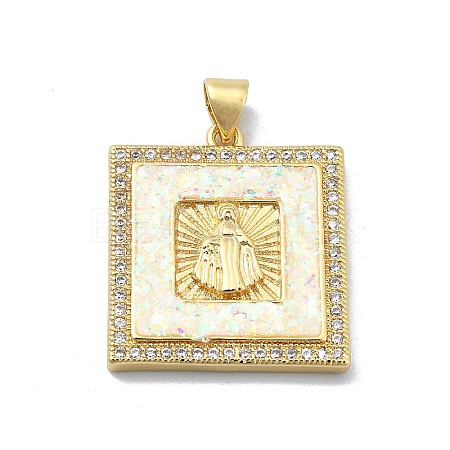 Brass Micro Pave Clear Cubic Zirconia Pendants KK-A221-26G-01-1