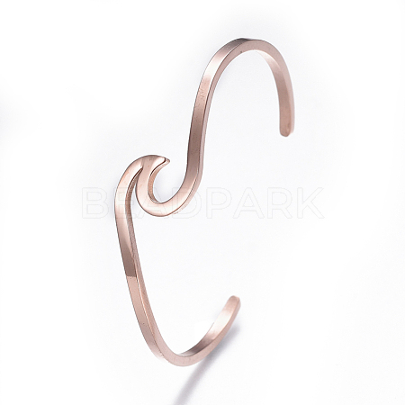 304 Stainless Steel Cuff Bangles BJEW-G611-01RG-1