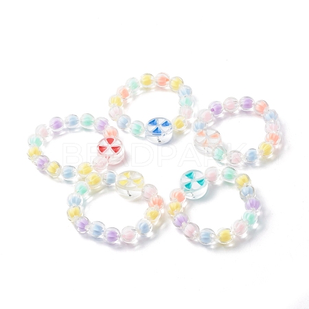 Bead in Bead Transparent Acrylic Beads Stretch Bracelet for Kid BJEW-JB06585-1