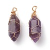 Natural Amethyst Pointed Pendants PALLOY-JF00801-1