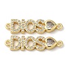 Rack Plating Brass Pave Clear Cubic Zirconia Connector Charms KK-K332-39G-1
