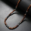 Bohemian Summer Cuboid Natural Gemstone & Coconut Heishi Beaded Necklaces TY7189-3-1