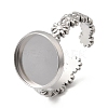 Flower 304 Stainless Steel Cuff Ring Components STAS-P454-05C-P-1