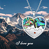 304 Stainless Steel & Natural Paua Shell Heart Mustard Seed Faith Mountain Pendant Necklaces for Women WGD75B3-01-2