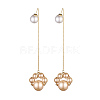 Glass Pearl Dangle Earrings EJEW-JE03771-2