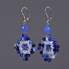 Natural Agate & Glass Beads Leverback Earrings EJEW-JE03068-M-2