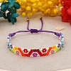 Friendship Flower Loom Pattern Seed Beads Bracelets for Women BJEW-C011-01-3