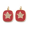 Brass Micro Pave Clear Cubic Zirconia Pendants ZIRC-Z008-09G-1