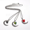 Tibetan Style Alloy Moon Pendant Necklaces NJEW-JN01179-1