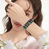 Coconut Brown Natural Mashan Jade Round Beaded Stretch Bracelet BJEW-SW00077-09-3