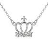 Trendy Silver Color Plated Brass Cubic Zirconia Crown and Cross Pendant Necklaces NJEW-BB12661-1
