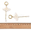 Freshwater Shell & Brass & 304 Stainless Steel Hoop Dangle Earrings EJEW-JE07258-5