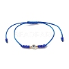 2Pcs Flat Round with Heart Acrylic Braided Bead Bracelets Set with Glass Seed BJEW-JB08034-05-5