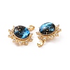 Brass Micro Pave Clear Cubic Zirconia Pendants X-KK-E068-VC466-3