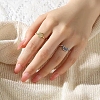 2Pcs 2 Style Cubic Zirconia Open Cuff Rings Set RJEW-B050-01-6
