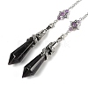 Natural Amethyst Cone Dowsing Pendulum Big Pointed Pendants AJEW-Z041-01J-AS-1