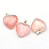 Heart Cherry Quartz Glass Pendants G-Q438-09-2