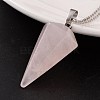 Cone Pendulum Platinum Tone Brass Rose Quartz Pendants G-F267-05J-1