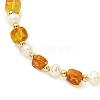 Adjustable Natural Cultured Freshwater Pearl & Amber Beads Slider Bracelets for Women BJEW-JB13608-4