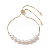 Adjustable Natural Cultured Freshwater Pearl Box Chain Slider Bracelets for Women BJEW-JB10488-1