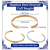 4Pcs 2 Colors C-Shaped 201 Stainless Steel Grooved Cuff Bangles BJEW-SC0001-65-2