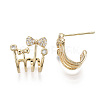Brass Micro Pave Clear Cubic Zirconia Stud Earrings EJEW-T011-003-NF-3