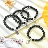 Natural & Synthetic Mixed Gemstone Beaded Stretch Bracelets with Alloy Charms BJEW-JB09444-2