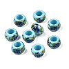 Flower Printed Opaque Acrylic Rondelle Beads SACR-S305-27-E01-1