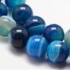 Natural Striped Agate/Banded Agate Bead Strands G-K166-13-8mm-06-3