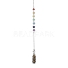 Mixed Synthetic & Natural Round Gemstone Pointed Dowsing Pendulums PALLOY-JF02455-02-3