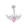 304 Stainless Steel Pave Cubic Zirconia Curved Barbell Belly Rings FS-WG6D7D2-15-1