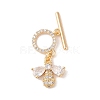 Golden Brass Micro Pave Cubic Zirconia Toggle Clasps KK-B100-039G-01-1