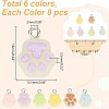 48Pcs 8 Colors Translucent Resin Paw Print Pendants CRES-AR0001-31-2
