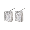 Brass Micro Pave Clear Cubic Zirconia Stud Earrings EJEW-C174-02D-P-4