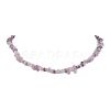 Natural Lepidolite/Purple Mica Stone Chip Beaded Necklace NJEW-JN04616-04-1