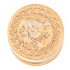 Golden Tone Round Wax Seal Brass Stamp Heads AJEW-S087-02G-02-2