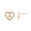 Brass Micro Pave Clear Cubic Zirconia Stud Earring Findings KK-S364-282-3