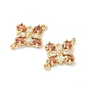 Brass Pave Cubic Zirconia Connector Charms KK-G462-45KCG-07-2