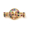 Rack Plating Brass Micro Pave Cubic Zirconia Fold Over Clasps KK-S384-09G-1
