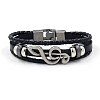 Cowhide Leather Braided Cords Triple Layer Multi-strand Bracelet PW-WG68483-01-1