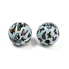 Painted Wood European Beads WOOD-F017-04D-2