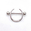 304 Stainless Steel Clear Cubic Zirconia Ring Nipple Rings WG994A5-13-1