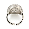 Real Platinum Plated Brass Micro Pave Clear Cubic Zirconia Cuff Rings RJEW-L113-017P-03-3