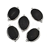 Natural Agate(Dyed & Heated) Oval Links Connector Charms G-P614-06P-03-1