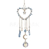 Natural Aquamarine Chip Beads with Brass Findings Pendant Decorations HJEW-JM01814-04-1