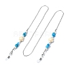 Synthetic Turquoise Tortoise & Glass Seed Beaded Eyeglasses Chains AJEW-EH00394-01-1
