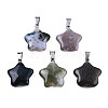 Star Natural Indian Agate Pendants G-Q367-28-2